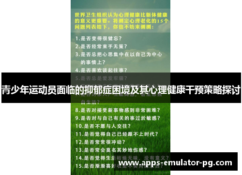 青少年运动员面临的抑郁症困境及其心理健康干预策略探讨